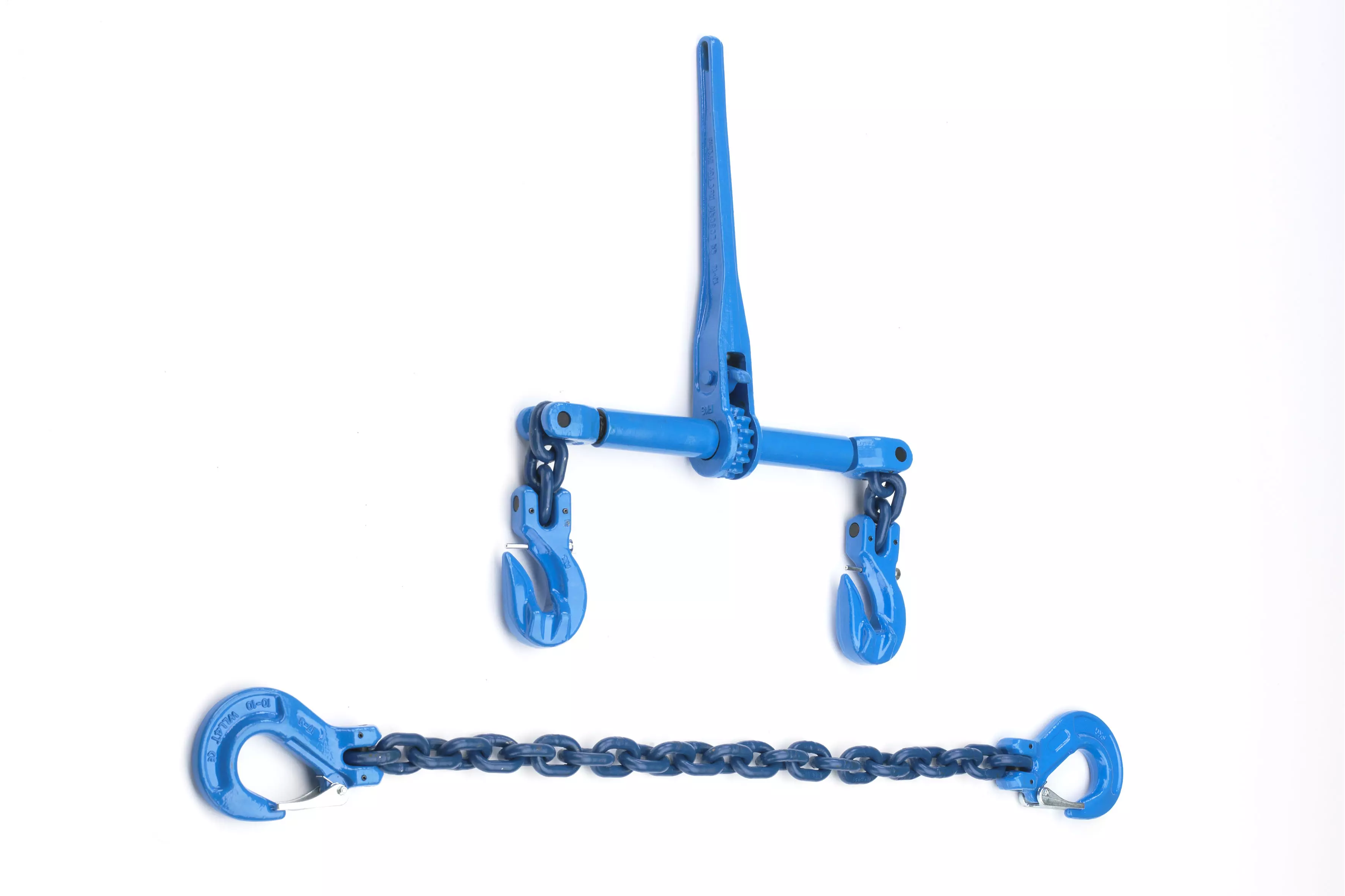 Zurrkette 10mm Ø GK10 zweiteilig mit externem Ratschenlastspanner, blau - [ 1m  ] 